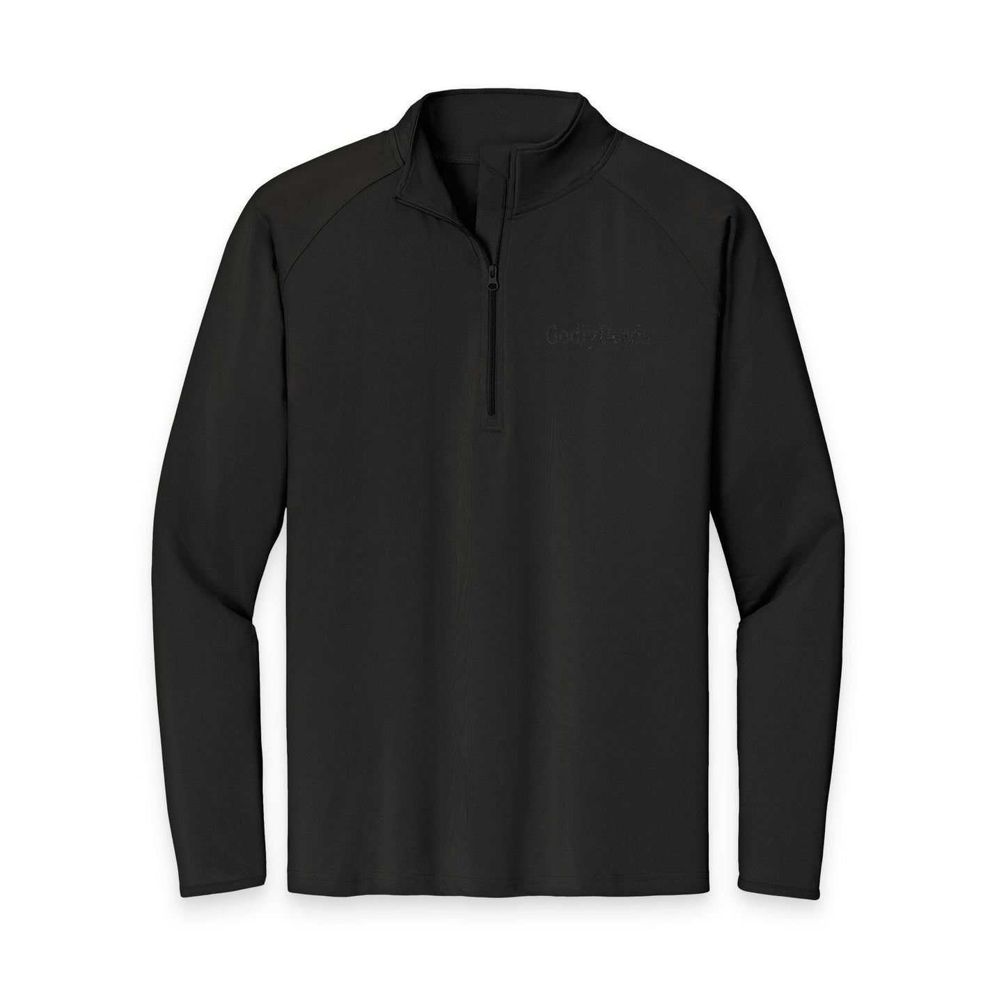Embroidered Quarter-Zip Pullover — 'Gently Dazed' Performance Top