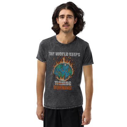 The World Keeps Burning Denim T-Shirt