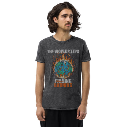 The World Keeps Burning Denim T-Shirt