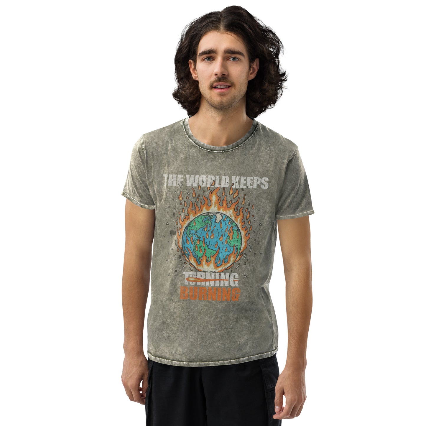 The World Keeps Burning Denim T-Shirt