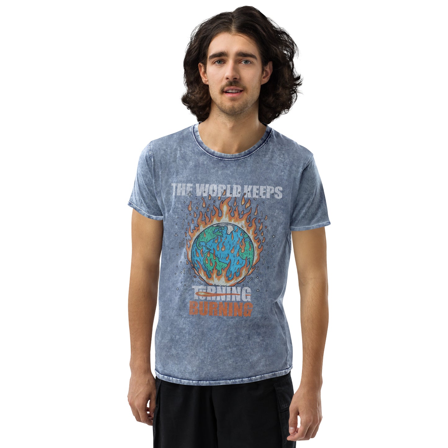 The World Keeps Burning Denim T-Shirt