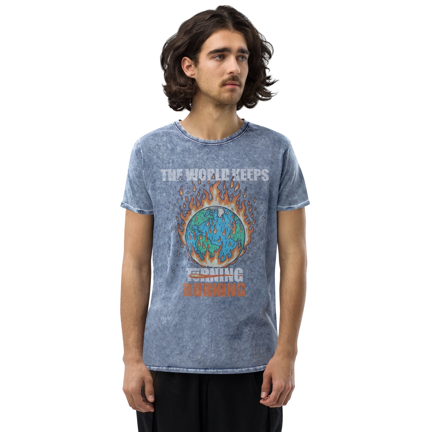 The World Keeps Burning Denim T-Shirt